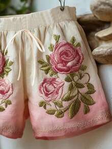 Selamara Women Floral Print Pleated Casual Versatile Daily Wear Shorts - Multicolor - View 3
