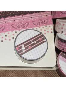 1 cuộn băng dính Washi lấp lánh hình dâu tây và ca cao nóng, chất liệu dễ thương cho sổ tay, băng dính Washi phong cách retro. - Nhiều màu - Xem 5