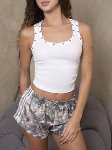 juhmazzocco Women's Punk Style Corset Decor Ruched Camisole - White - View 5
