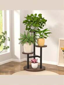 四层室内外植物架，金属木质结构，适用于各种室内植物，转角多层花草架，适用于阳台、花园、露台等场所。 - 多色 - 查看 2