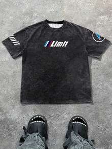 青少年男童新款休闲简约扎染Y2K复古美式汽车图案超大后背印花运动宽松舒适时尚简约圆领短袖T恤 - 彩色 - 查看 4