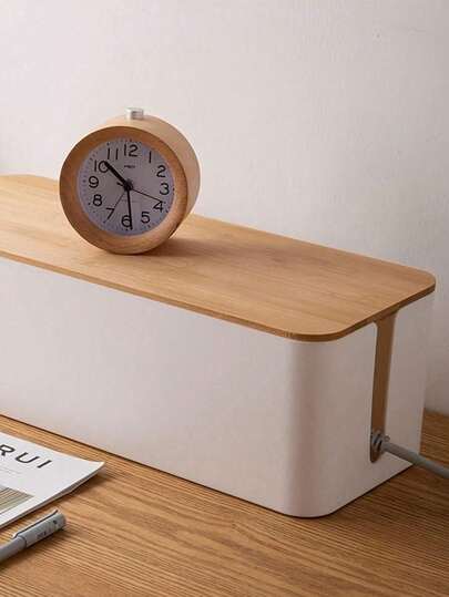 1 Hộp đựng dây cáp bằng tre và gỗ, hộp lưu trữ cáp dữ liệu, hộp quản lý cáp nguồn, hộp phân loại, giá đỡ cáp máy tính, hộp đựng phích cắm