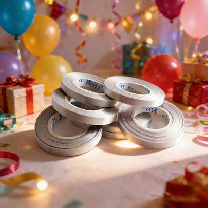 10米银色波点气球丝带，气球装饰丝带，丝带卷