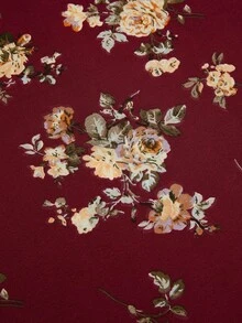 Sweetra 大码优雅印花弹力腰吊带连衣裙 - 彩色 - 查看 4