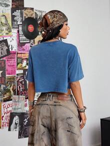 Coolane Maglietta a maniche corte basic in cotone prerestringito e lavato - Blu - Visualizzare 2