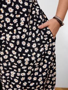 SHEIN CURVE+ 大码女式休闲碎花吊带连体裤，适合7月4日、7月1日/红白蓝毕业季穿着，春夏连体裤 - 彩色 - 查看 9