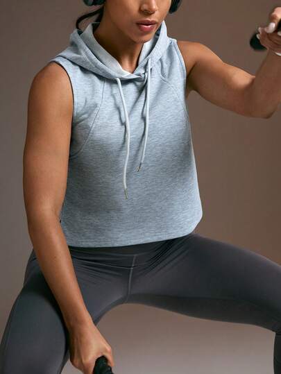 Powerista Women's Casual Drawstring Hooded Sleeveless Sweatshirt