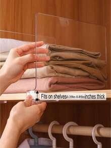 1 pieza/2 piezas/4 piezas Divisores de estantería de armario transparentes de acrílico Organizador de armario para estantes, cajones, gabinetes, estantería vertical de madera, separador de espacio para dormitorio, armario, escritorio de oficina, cocina, almacenamiento de ropa, bolsos, carteras, ahorro de espacio, panel divisor transparente - Multicolor - Ver 10