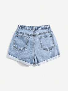 Breezaya Plus Size Casual Washed Distressed Denim Shorts - Light Wash - View 2