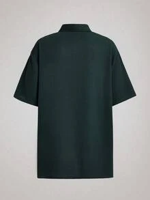 Officeau 男士刺繡 Polo 衫，大尺碼旅行高爾夫休閒商務穿著 - 綠色 - 查看 3