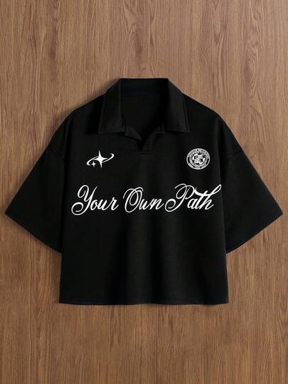 TOKVUE Camisa polo casual para hombres TOKUVE, diseño de fuente retro, estampado de estrella, adecuado para uso diario, inspirado en Ins, camiseta polo de manga corta con cuello tejido, adecuado para festivales de música, vacaciones y atuendos diarios, camisa casual para hombres, ocio en casa, cultura callejera, personalizado, regalo para esposo o novio