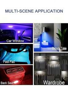 Teckwe 2pcs Magnetic Car Ambient Light Wireless, Pink Monochrome Light, Mini USB C Charging Car LED Light, 6 Bright LED Beads In The Car, Car Audio Control Light Suitable For Car Decoration, Home Life, Party Decoration Night Light 150mAh Rechargeable Lithium Battery; Equipped With USB Data Cable - 2 pieces - View 4