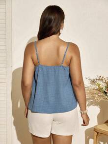 Nubod Plus Size Women's St. Patrick's Day Rave Festival Spring Break Boho Cami Top - Navy Blue - View 2