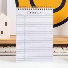 1Pc Minimalist To-Do List Spiral Notebook, A5 Undated Daily Planner , Checkbox Layout, Weekly Tracker & Date Section, Perfect For School, Office & Home Use - Multicolor - View 2