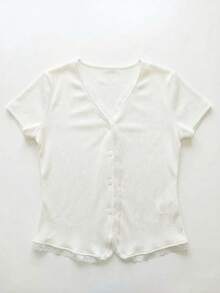 SHEIN PETITE Hàng mới về: Áo khoác cardigan mềm mại, thoải mái, kiểu dáng thường ngày, thích hợp cho các bữa tiệc, phối cùng áo sơ mi dệt kim cổ chữ V phối ren tương phản, thích hợp cho mùa xuân/hè. - trắng - Xem 4