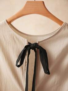 Elaquor 大码度假休闲刺绣饰边背心和短裤两件套女式上衣和衬衫 Zanzea 女式连衣裙春夏休闲度假套装 - 杏色 - 查看 3