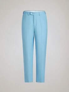 Officeau SuitGent 三件套男士春季高品质商务西装，修身撞色设计，新郎礼服套装，男士休闲高品质办公正装西装外套、马甲和西裤，婚礼西装 - 淺藍色 - 查看 7