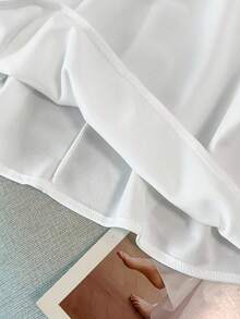 GlowEve CURVE Plus Size Women's Elegant Patchwork Collar Beaded Solid Color Sleeveless Fitted Tank Top, Spring/Summer - White - View 5
