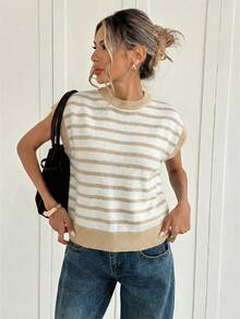 Siren Gaze Áo dệt kim kẻ sọc phối màu tương phản dành cho nữ - Nhiều màu - Xem 7