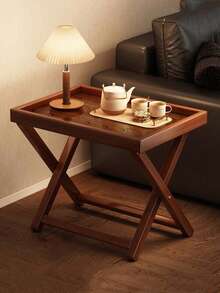 1 Piece Of 40cm Long Foldable Portable Bamboo Coffee Table With Acrylic Rainbow Tabletop, Suitable For Indoor Living Room Or Outdoor Picnic - Multicolor - View 9