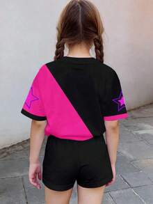 Trở lại trường học, Cô bé hoạt hình, Phong cách thể thao phối màu hồng và đen, Ngôi sao K-Pop, Thư giãn, Không khí mùa xuân, Bộ đồ đôi mẹ con/bạn thân, Bộ 2 món áo tay ngắn và quần short rộng rãi thoải mái cho bé gái tuổi teen mùa hè, Phong cách Hàn Quốc, Lễ hội chào đón năm học mới - trắng - Xem 2