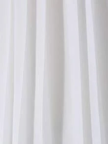 少女白色纯色雪纺连衣裙，蕾丝边褶皱无袖连衣裙，适合婚礼、毕业季等场合 - 白色 - 查看 6