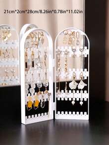1 Jewelry Display Stand For Earrings, Made Of Acrylic, With Foldable Jewelry Box For Necklaces And Accessories. - White - View 3