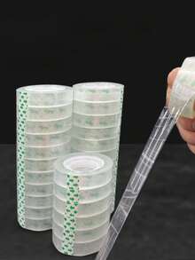 12卷透明胶带，非防水PP材质，适用于礼品包装、工艺品制作，可粘贴于塑料表面，节日场合适用优质透明胶带补充装，兼容胶带座。 - 彩色 - 查看 9