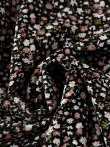 EMERY ROSE Gaun Kasual Lengan Pendek Bermotif untuk Wanita, Desain Acak, Pakaian Maxi Wanita - Hitam - View 3