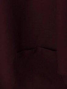 EMERY ROSE Casual Burgundy Plain Two Piece Outfit For Women With V Neck Regular Three Quarter Sleeve Blouse And Long Pants Pockets Detail - Burgundy - View 3