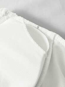 SHEIN 少女米色挂脖泳衣，2026春夏新款，休闲沙滩度假时尚 - 白色 - 查看 3