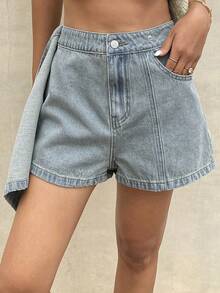 DAZY Women's Casual Wrap Denim Shorts - Blue - View 5