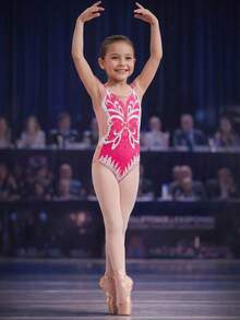 SHEIN Young Girl Knitted Crew Neck Fitted Casual Jumpsuit Leotard For Girls Girls Gymnastics Leotard Bodysuit For Girls Pink Leotard Girls Bathing Suit - Pink - View 5