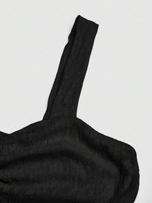 Sweetra Plus Size Women Bowknot Fashion Thick Strap Top - Black - View 4