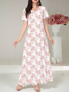 Lacomfia 女士优雅V领春夏碎花针织迷你连衣裙，可作外衣或内搭穿着，适合约会、度假、日常穿着、休闲、派对、节日等场合，也可作为春夏女士长裙、复古碎花长裙、印花连衣裙、白色连衣裙或碎花连衣裙穿着。 - 白色 - 查看 4