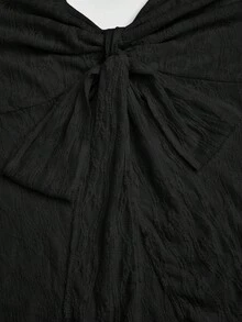 Sweetra Plus Size Women Bowknot Fashion Thick Strap Top - Black - View 3