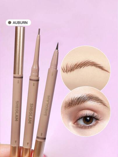 SHEGLAM قلم حواجب 2 في 1 من Brows On Demand-قلم حواجب سائل مقاوم للماء بلون بني غامق مقاوم للعرق ومضاد للزيوت وملء طبيعي للحواجب وتحديد الحواجب وكريم جل مكياج حواجب وعيد الميلاد محدد علامة تجارية جمال مكياج ميكب مستحضرات تجميل للنساء الفتيات مثالي لفصل الصيف الربيع مثالي ل- Y2K أزياء أنيقة عيد الأم هدية حفلة جاهز أفضل لون