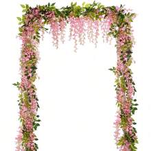 1/2/50件装 6.5英尺人造紫藤花藤，人造白色紫藤花环，丝绸紫藤花圈，适用于婚礼拱门、派对花园、家居装饰、春季装饰、婚礼用品、优雅房间装饰、家居装饰、生日礼物、毕业礼物、户外装饰、花园装饰 - 粉色 - 查看 3