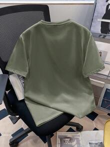 Manfinity Joysei Men's Olive Green Slim Fit Short Sleeve T-Shirt - Olive Green - View 5