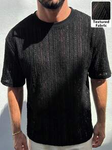 VENTUSAIL 男士透气网眼圆领短袖T恤，休闲度假、简约办公、简约商务、日常约会、居家休闲、时尚派对、聚餐等场合皆宜，自穿或送礼皆可。春秋季热门Sambo短袖T恤 - 黑色 - 查看 7