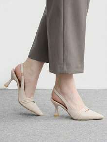CUCCOO BIZCHIC Tacones de punta para mujer, tacones altos versátiles para ir al trabajo y uso diario - Albaricoque - Ver 3