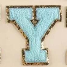 1件装，蓝色A-Z字母贴片，共26个，可熨烫字母贴片，适用于服装、夹克、包包等装饰配饰，字母徽章贴纸 - 藍色 - 查看 28