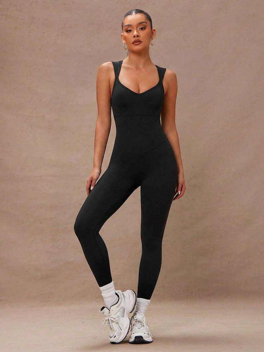 Lumalex Mono de ajuste ceñido, sin mangas, con espalda descubierta y recortes, de unicolor