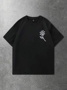 ROMWE MEN Street Life Áo thun nam tay ngắn in họa tiết phong cảnh, thích hợp cho mùa xuân và mùa hè. - màu đen - Xem 2