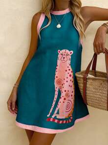 EMERY ROSE Đầm tank top phối màu họa tiết da báo, kiểu dáng thường ngày, thích hợp cho nữ, phong cách nghỉ dưỡng, đi biển. - Nhiều màu - Xem 6