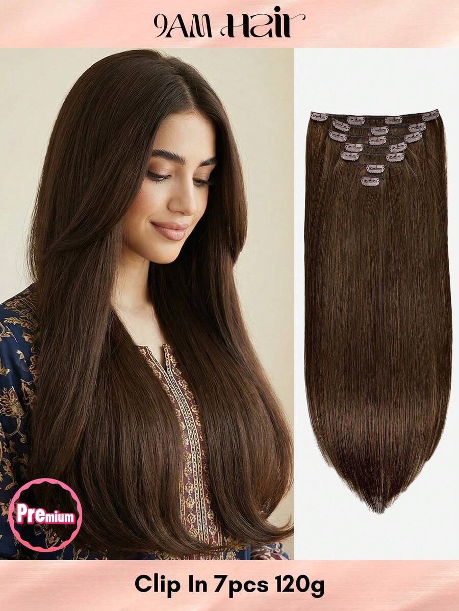 Clip In Hair Extensions Real Human Hair, Remy Human Hair Extensions Clip Ins For Women, Natural Human Hair, 14-20inch 120g 7Pcs - S2 - View 1