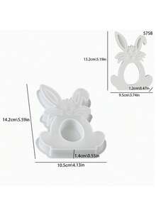 复活节镂空折耳兔子复活节彩蛋兔子硅胶模具 DIY香薰蜡烛石膏模具 - 白色 - 查看 6