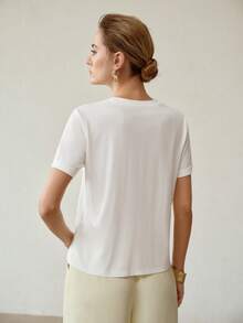 MOTF PREMIUM 女士白色花边短袖T恤 - 白色 - 查看 5