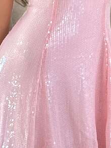 Aloruh Vestido de fiesta de mujer con escote en V bajo, tirantes anudados, espalda descubierta y corte mini en A con lentejuelas - Rosa - Ver 6