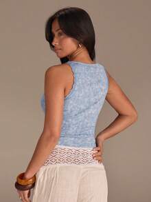 Athîral Women's Casual Vacation Ribbed Knit Strawberry Print Tank Top - Blue - View 2